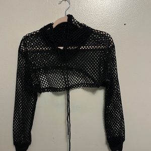 Fishnet cropped hoodie